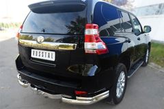 Защита заднего бампера уголки D76(секции) D42 (секции) длинные для Toyota LC Prado 150 2009-2012