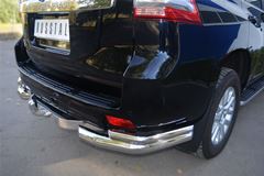 Защита заднего бампера уголки D76(секции) D42 (секции) длинные для Toyota LC Prado 150 2009-2012