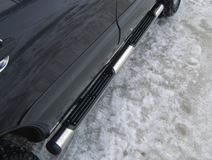 Пороги труба D76 с накладками (вариант 2) для Toyota Rav4 2009 (обычная база)