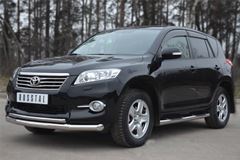 Пороги труба D76 с накладками (вариант 3) для Toyota Rav4 2010-2012