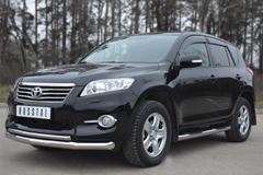 Пороги труба D76 с накладками (вариант 2) для Toyota Rav4 2010-2012