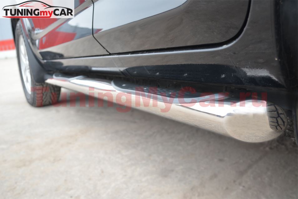 Пороги труба D76 с накладками (вариант 1) для Toyota Rav4 2010-2012