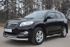 Пороги труба D76 с накладками (вариант 1) для Toyota Rav4 2010-2012