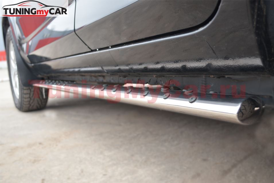 Пороги труба D75х42 овал с проступью для Toyota Rav4 2010-2012