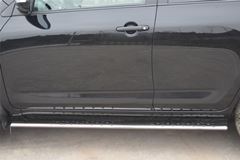 Пороги труба D75х42 овал с проступью для Toyota Rav4 2010-2012