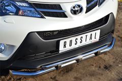 Защита переднего бампера D63 (секции) D42 (дуга) с декор элементами для Toyota Rav4 2013-2015