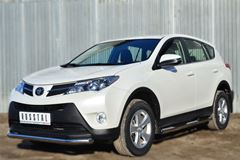 Защита порогов D76 с накладкой (вариант 2) для Toyota Rav4 2013-2015