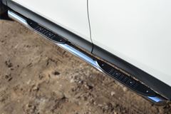 Защита порогов D76 с накладкой (вариант 1) для Toyota Rav4 2013-2015