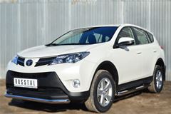 Защита порогов D76 с накладкой (вариант 1) для Toyota Rav4 2013-2015
