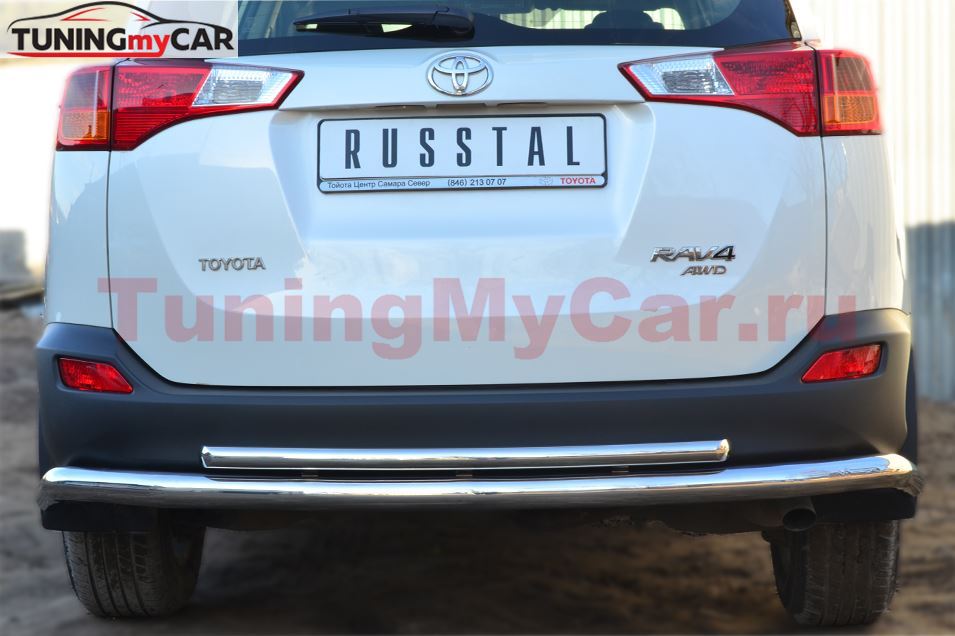 Защита заднего бампера D63 (секции) D42 (дуга) для Toyota Rav4 2013-2015