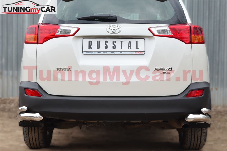 Защита заднего бампера уголки D63 (секции) D42 (секции) для Toyota Rav4 2013-2015