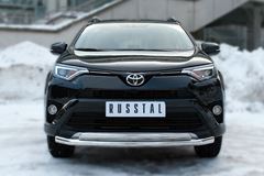 Защита переднего бампера D63 (секции)+D75х42 (дуга) для Toyota Rav4 2015-
