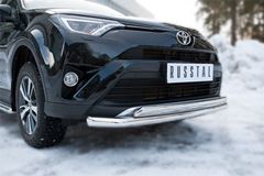 Защита переднего бампера D63 (секции)+D75х42 (дуга) для Toyota Rav4 2015-