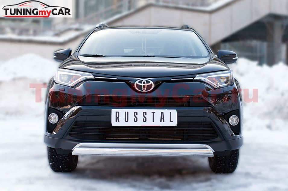 Защита переднего бампера D75х42 (дуга) для Toyota Rav4 2015-
