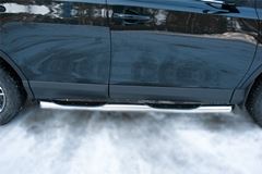 Пороги труба D76 с накладкой (вариант 1) для Toyota Rav4 2015-