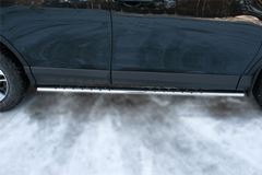 Пороги труба 75х42 овал с проступью для Toyota Rav4 2015-