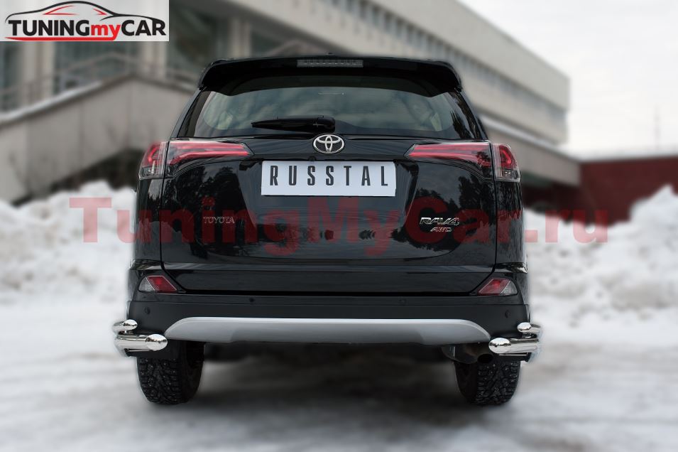 Защита заднего бампера уголки D63(секции) D42 (секции) для Toyota Rav4 2015-