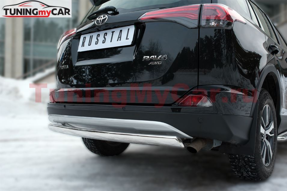 Защита заднего бампера D75х42 (дуга) для Toyota Rav4 2015-