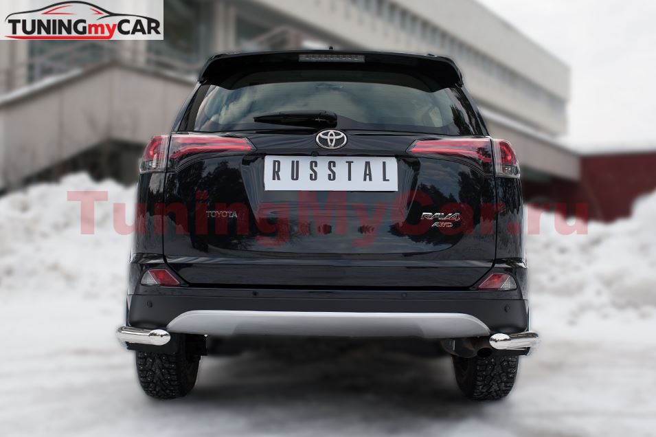 Защита заднего бампера уголки D63(секции) для Toyota Rav4 2015-