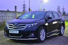 Пороги труба D75х42 овал с проступью для Toyota Venza 2013-
