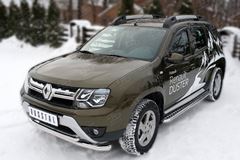 Защита переднего бампера D63 (секции) D42 (дуга)+декор паз для Renault Duster 2015-