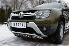 Защита переднего бампера D42 (волна)+D42 (зубы) для Renault Duster 2015-