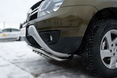 Защита переднего бампера D42 (волна)+D42 (зубы) для Renault Duster 2015-