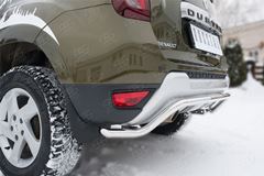 Защита заднего бампера D42 (волна) длинная для Renault Duster 2015-