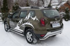 Защита заднего бампера D42 (волна) длинная для Renault Duster 2015-