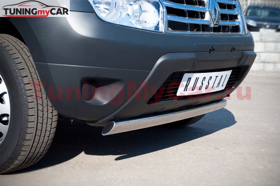 Защита переднего бампера D75х42 овал для Renault Duster 4x2 2011-
