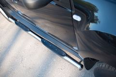 Пороги труба D76 с накладками (вариант 3) для Renault Duster 4x2 2011-