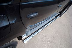Пороги труба D75х42 овал с проступью для Renault Duster 4x2 2011-