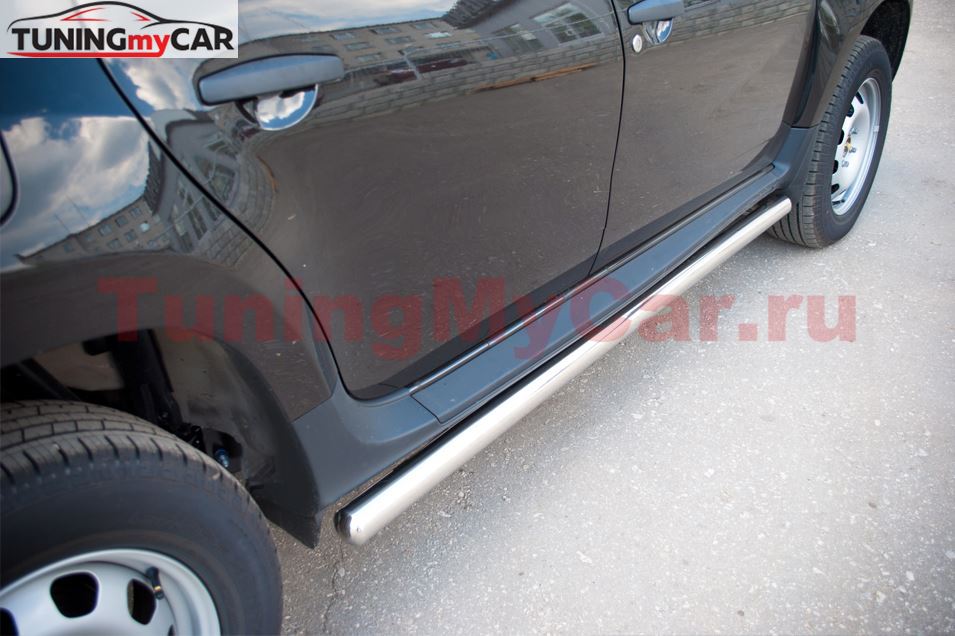 Пороги труба D63 (вариант 3) для Renault Duster 4x2 2011-
