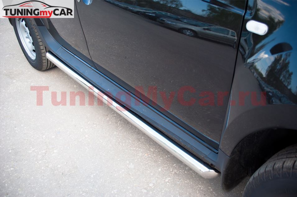 Пороги труба D63 (вариант 1) для Renault Duster 4x2 2011-
