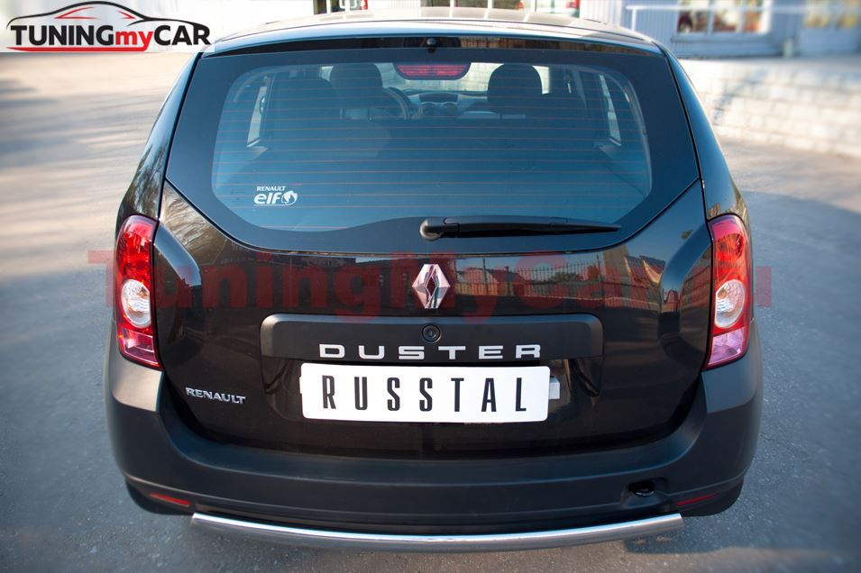 Защита заднего бампера D75х42 овал для Renault Duster 4x2 2011-