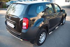Защита заднего бампера D75х42 овал для Renault Duster 4x2 2011-
