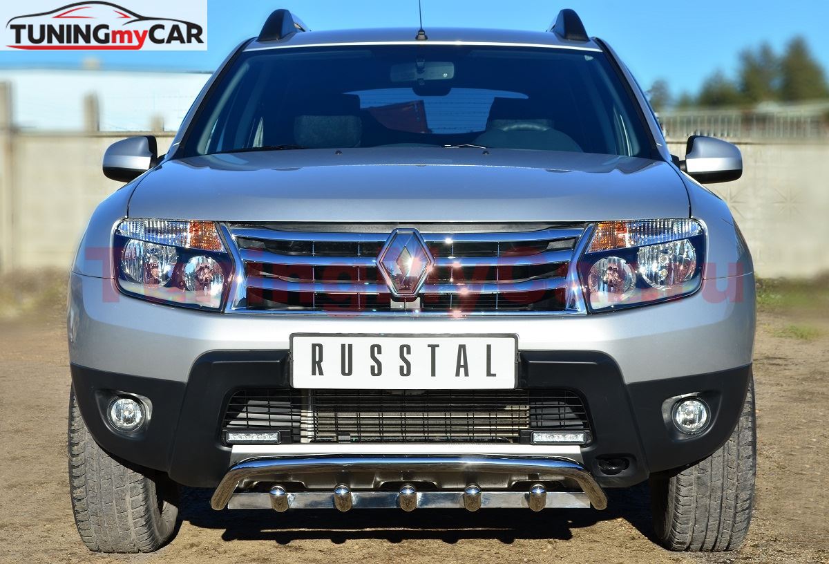 Защита переднего бампера D42 волна + зубы для Renault Duster 4x4 2011-
