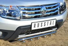 Защита переднего бампера D42 волна + зубы для Renault Duster 4x4 2011-