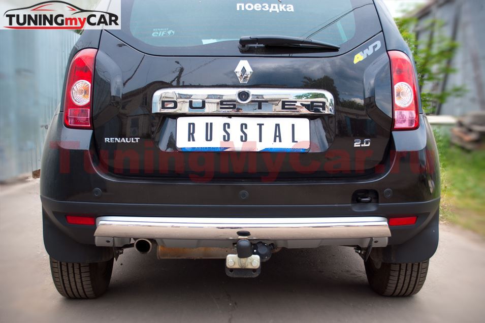 Защита заднего бампера D75х42 овал для Renault Duster 4x4 2011-