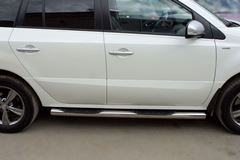 Пороги труба D76 с накладками (вариант 3) для Renault Koleos 2012-