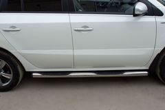 Пороги труба D76 с накладками (вариант 2) для Renault Koleos 2012-