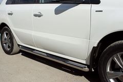 Пороги труба D76 с накладками (вариант 1) для Renault Koleos 2012-