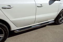 Пороги труба D76 с накладками (вариант 1) для Renault Koleos 2012-