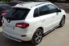 Пороги труба D76 с накладками (вариант 1) для Renault Koleos 2012-