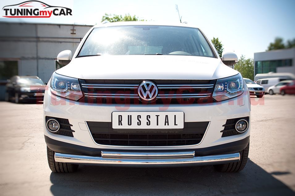 Защита переднего бампера D76/42 (дуга) для Volkswagen Tiguan Sport & Style (Trend & Fun) 2011-