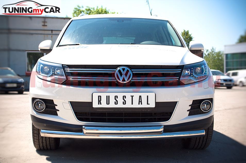 Защита переднего бампера D63/63 (дуга) для Volkswagen Tiguan Sport & Style (Trend & Fun) 2011-