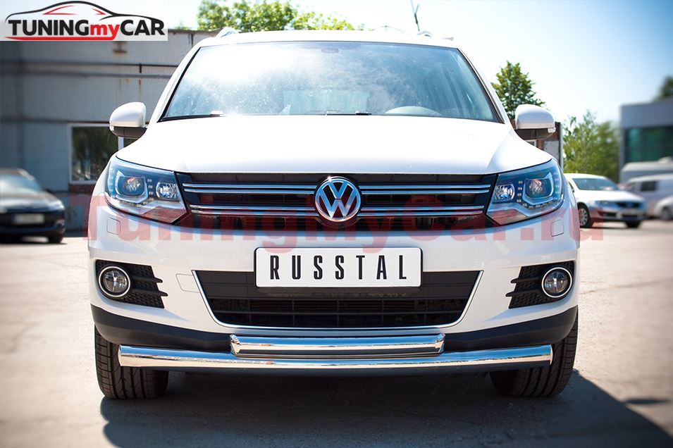 Защита переднего бампера D76/63 (дуга) для Volkswagen Tiguan Sport & Style (Trend & Fun) 2011-