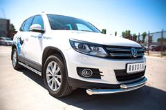 Защита переднего бампера D76/63 (дуга) для Volkswagen Tiguan Sport & Style (Trend & Fun) 2011-