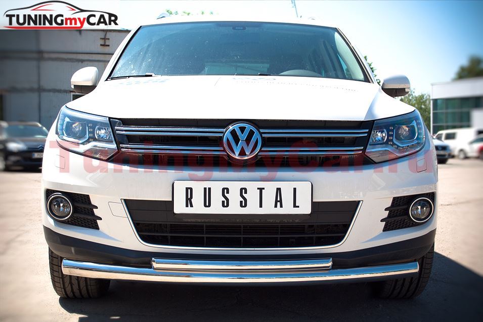 Защита переднего бампера D63/42 (дуга) для Volkswagen Tiguan Sport & Style (Trend & Fun) 2011-