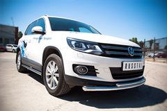 Защита переднего бампера D63/42 (дуга) для Volkswagen Tiguan Sport & Style (Trend & Fun) 2011-